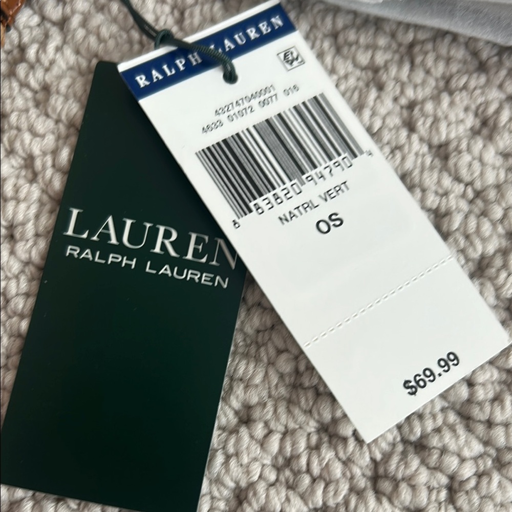 Lauren Ralph Lauren Straw Clutch with Green Stripe - Picture 2 of 3